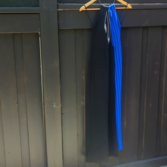 Black and Blue Striped Halter Jumpsuit Dress -  XS BNWOT - Picture 7 of 7